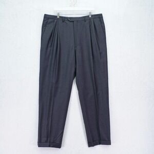 Santorelli Gray Wool Pleated‎ Cuffed Dress Pants Trousers Como 2 -40 / 33- High